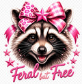 Feral but Free Racoon w/Pink Bow Smling