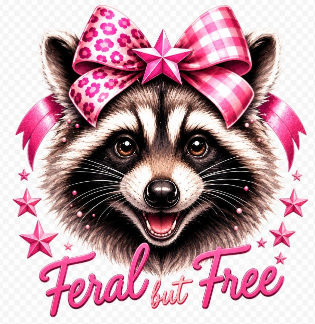 Feral but Free Racoon w/Pink Bow Smling