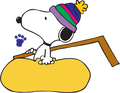 Snoopy Sledding in Winter Hat DTF transfer