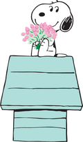 Snoopy with Flowers on Doghouse DTF transfer