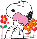 Snoopy Hugging a Pink Heart DTF transfer