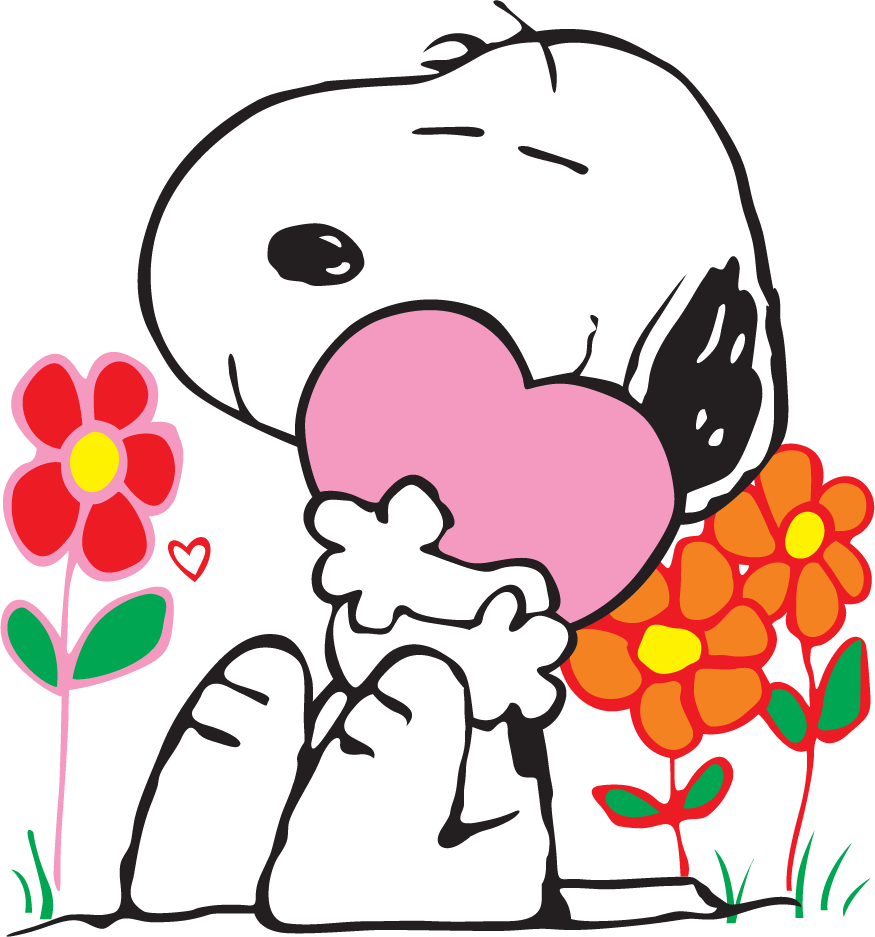Snoopy Hugging a Pink Heart DTF transfer