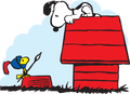 Snoopy on Doghouse with Woodstock DTF transfer