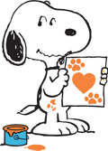 Snoopy Painting a Paw Print Heart DTF transfer