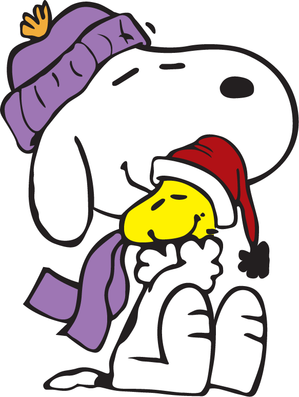 Snoopy Hugging Woodstock in Santa Hat DTF transfer