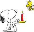 Snoopy with Candle and Woodstock DTF transfer
