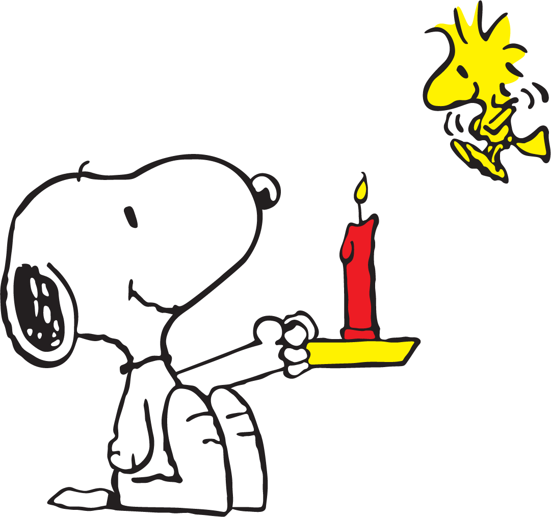 Snoopy with Candle and Woodstock DTF transfer