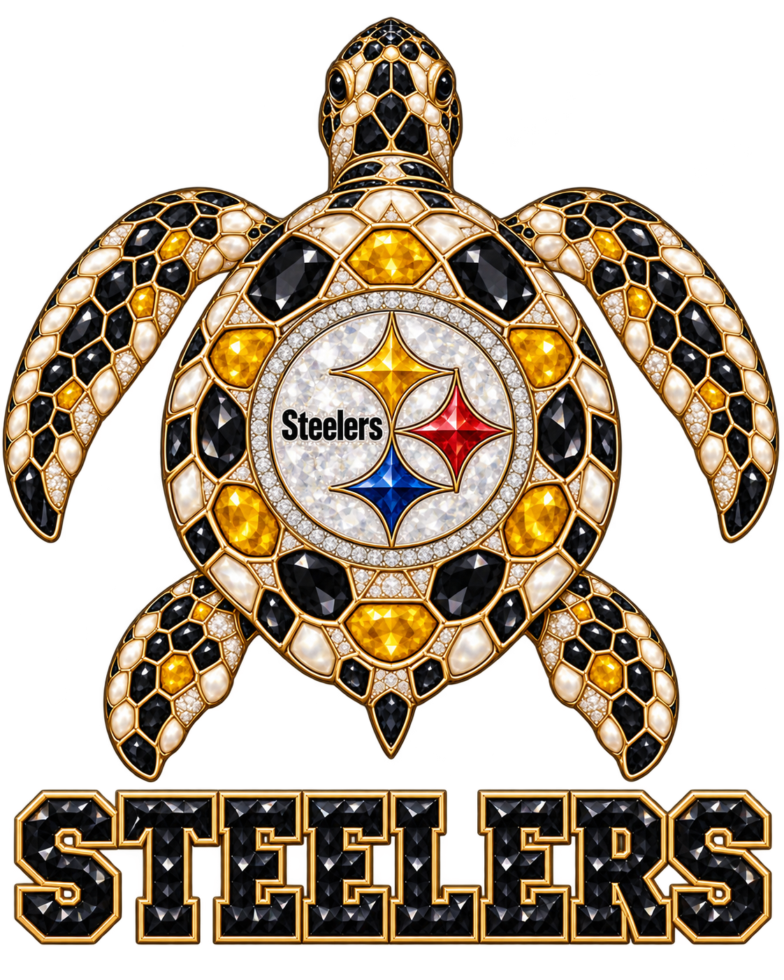 Pittsburgh Steelers Jeweled Sea Turtle DTF transfer