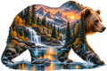 Sunset Wilderness Bear Double Exposure DTF transfer