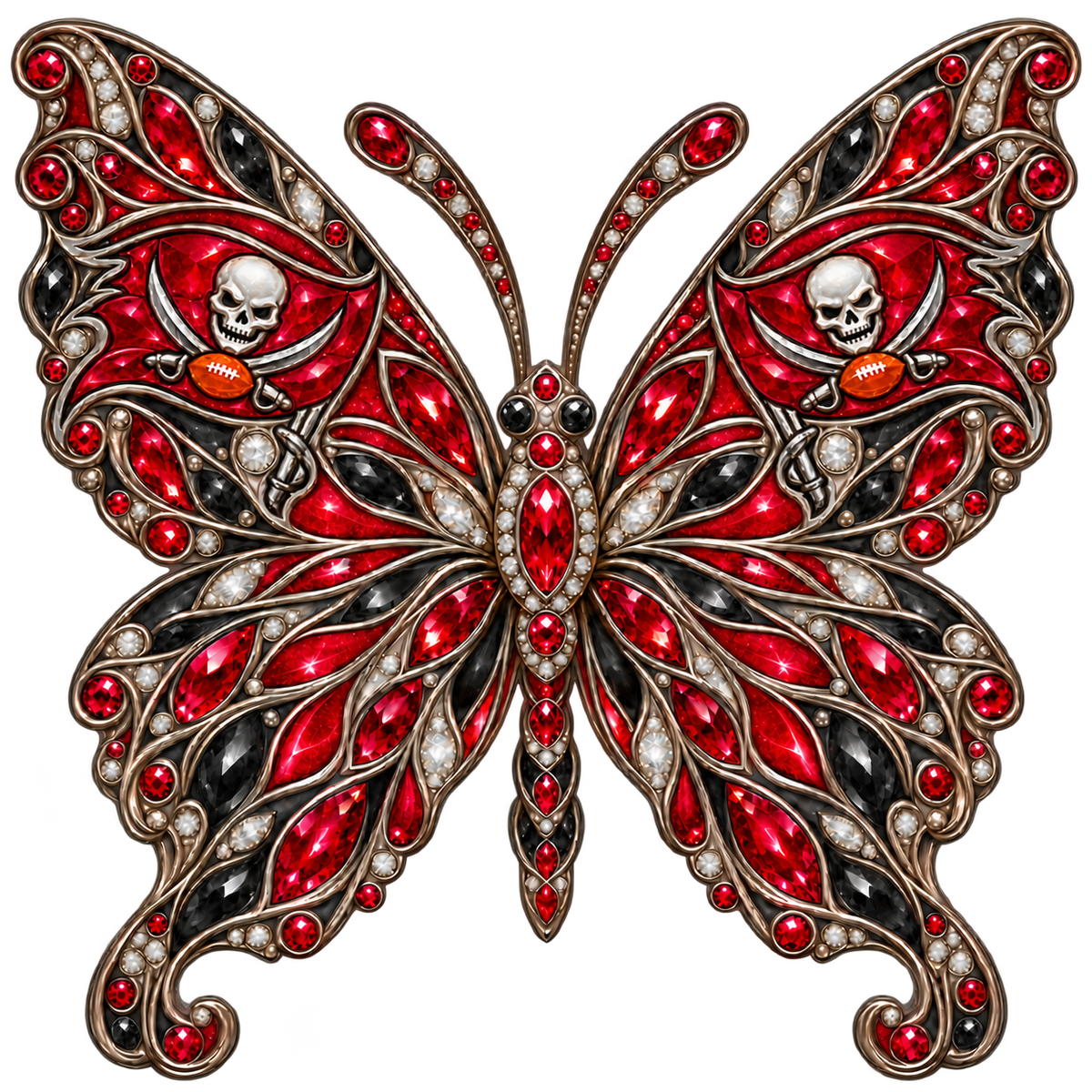 Tampa Bay Buccaneers Jeweled Butterfly DTF transfer
