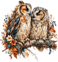 Autumn Owls on a Branch DTF transfer
