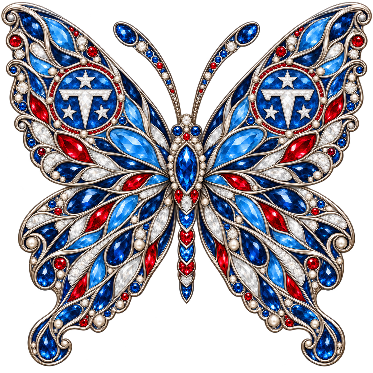 Tennessee Titans Jeweled Butterfly DTF transfer