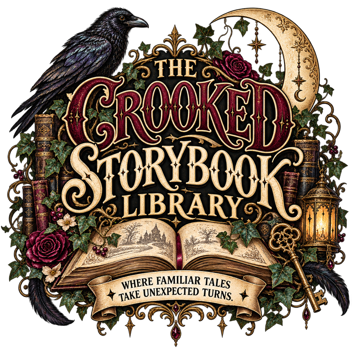 The Crooked Storybook Library DTF transfer