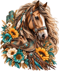 Turquoise Western Horse Portrait DTF transfer