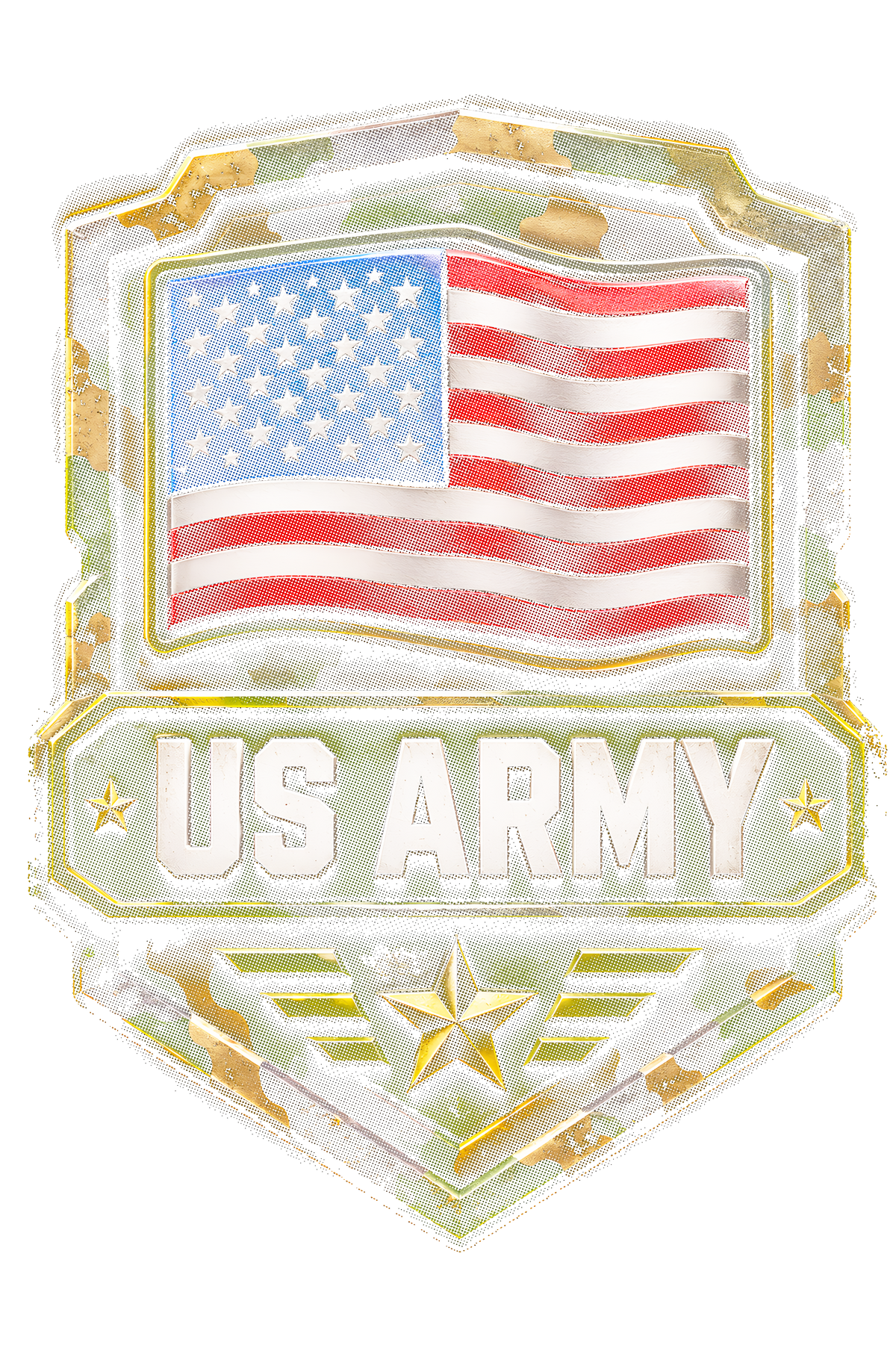US Army with Flag Halftone transfer