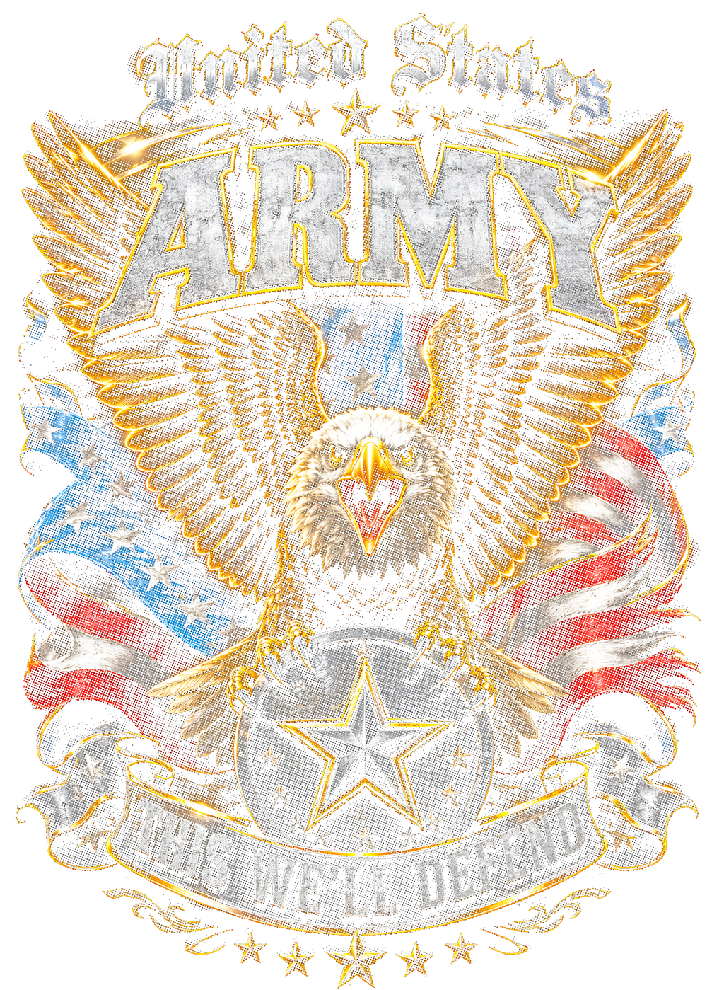 United States Army Eagle Flag Star Halftone transfer
