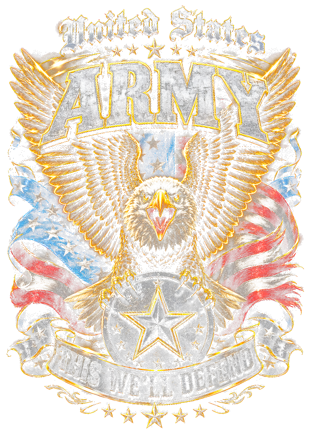 United States Army Eagle Flag Star Halftone transfer