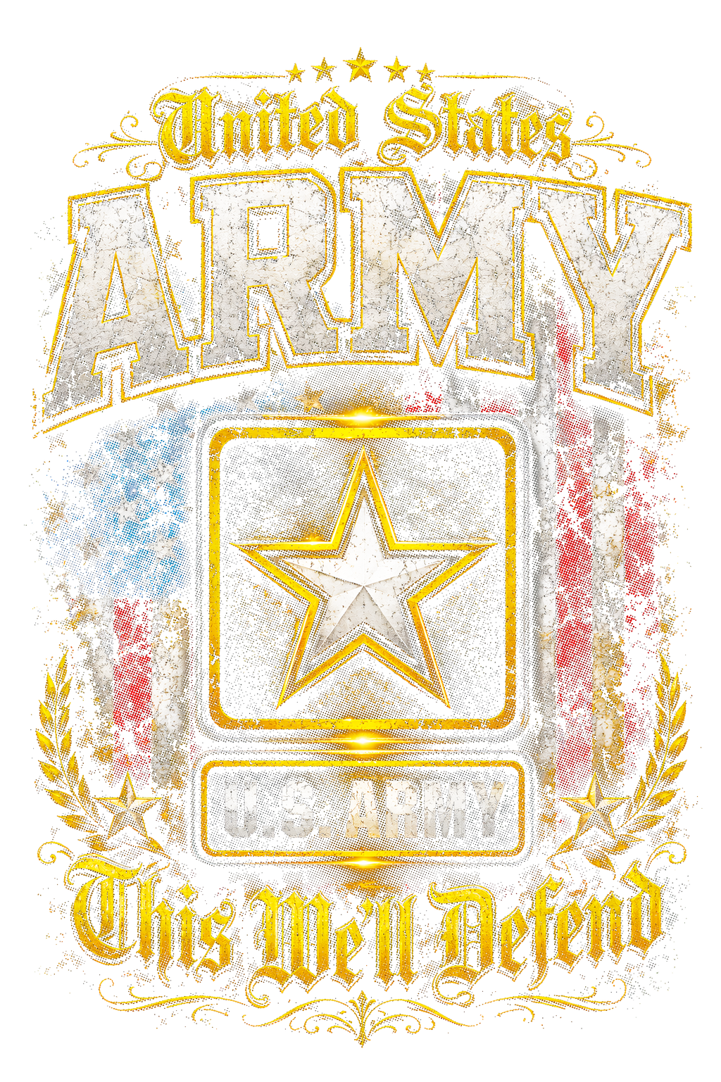 United States Army Star and Flag Halftone transfer