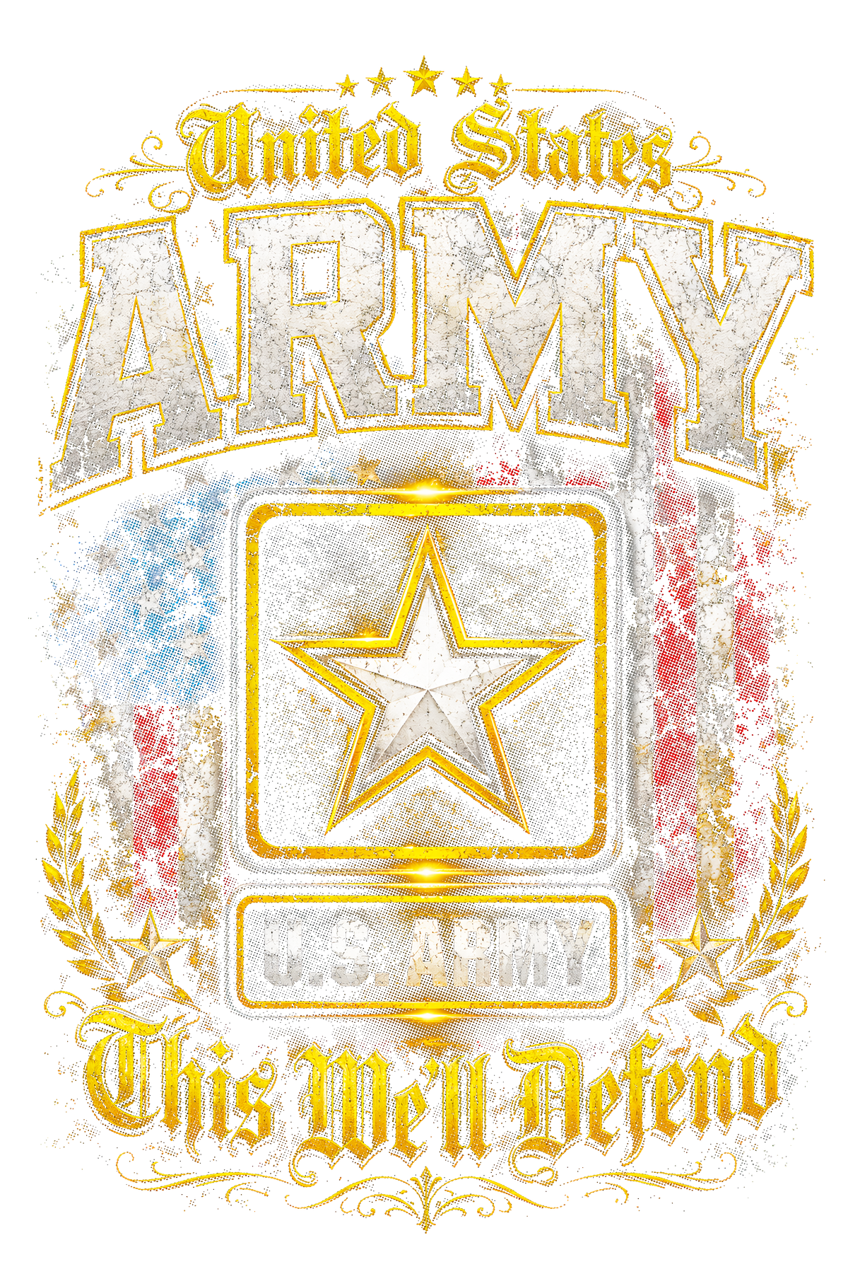 United States Army Star and Flag Halftone transfer