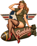 Bombshell Salute Pin-Up Nose Art DTF transfer