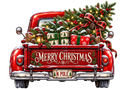 Vintage Red Truck Merry Christmas Tailgate DTF transfer