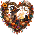 Autumn Witch Heart Wreath DTF transfer