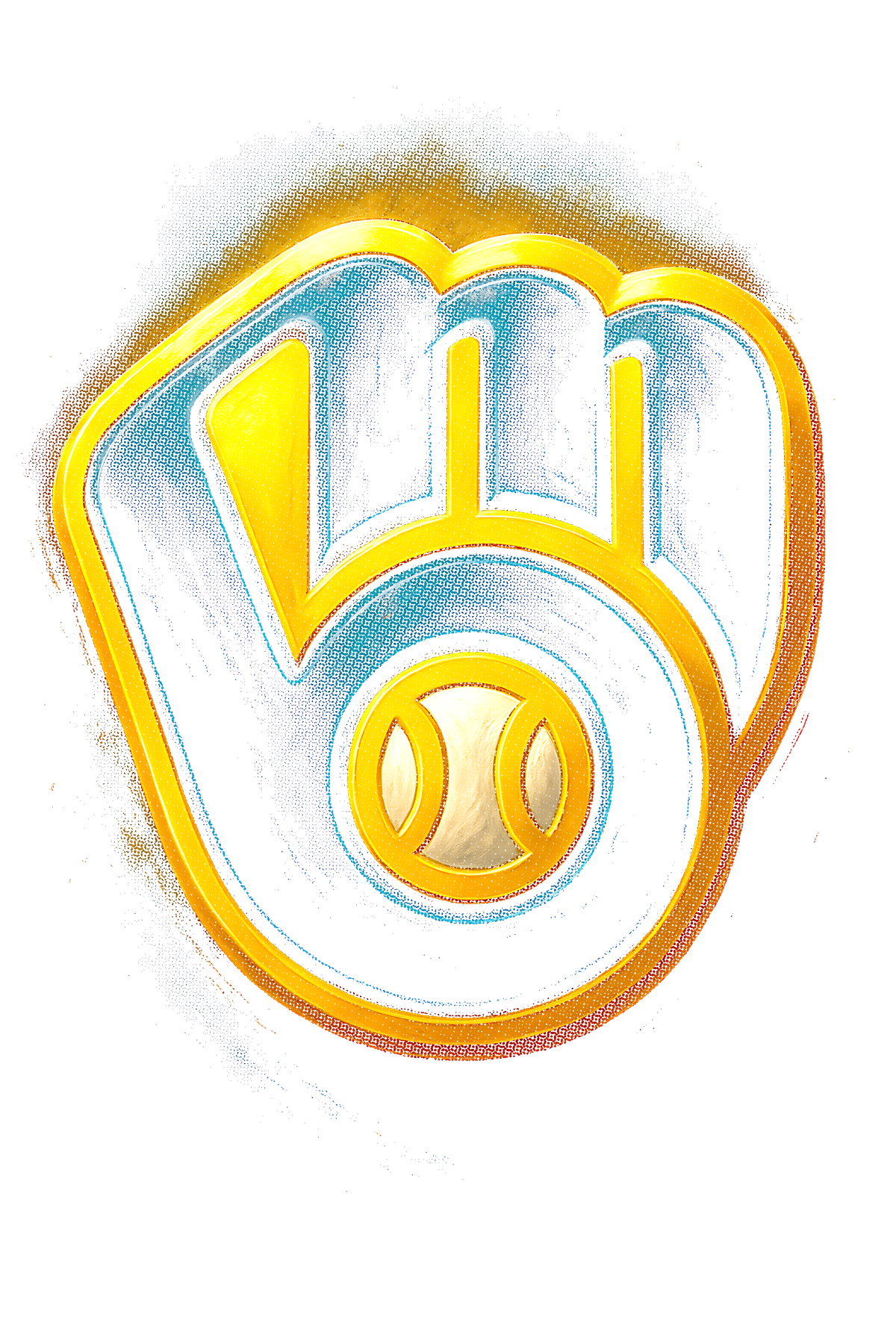 Baseball Halftone shown on a black background