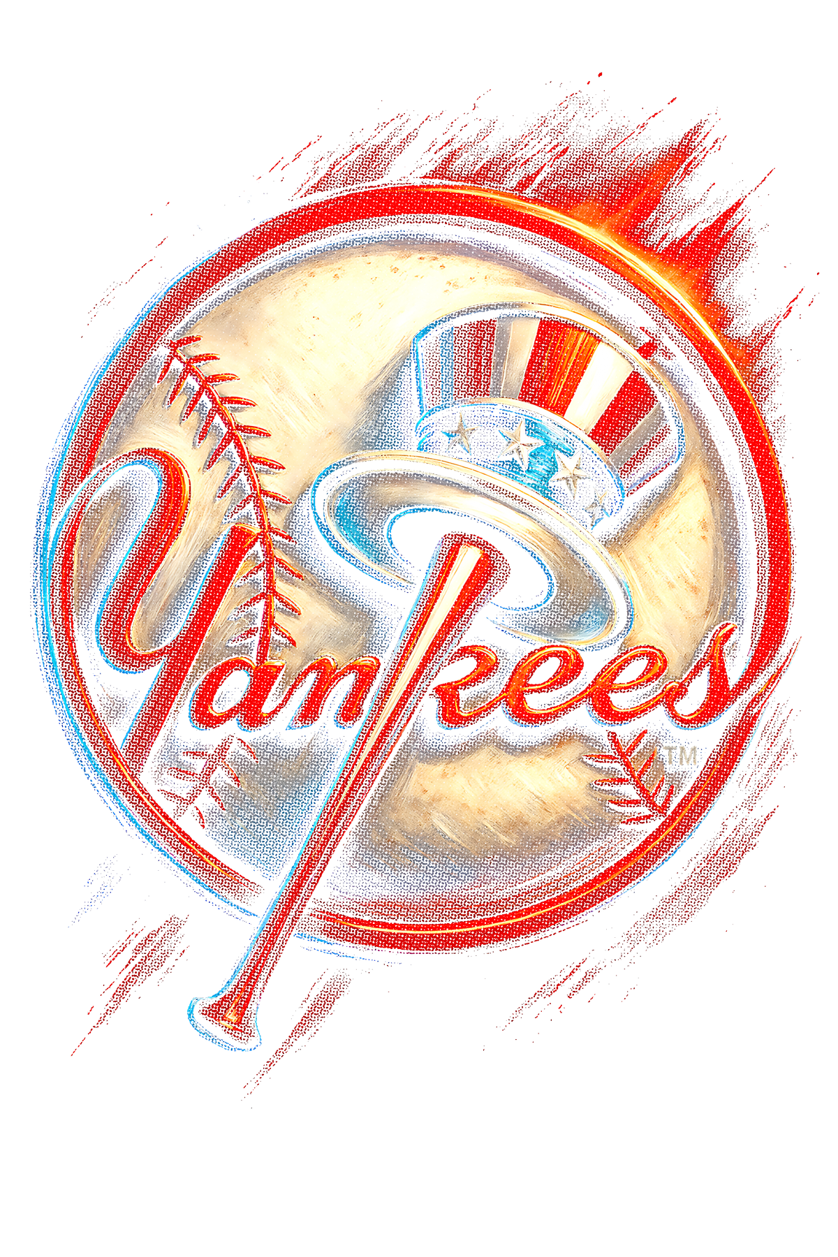 New York Yankees Halftone shown on a black background