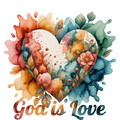 God Is Love (watercolor heart)