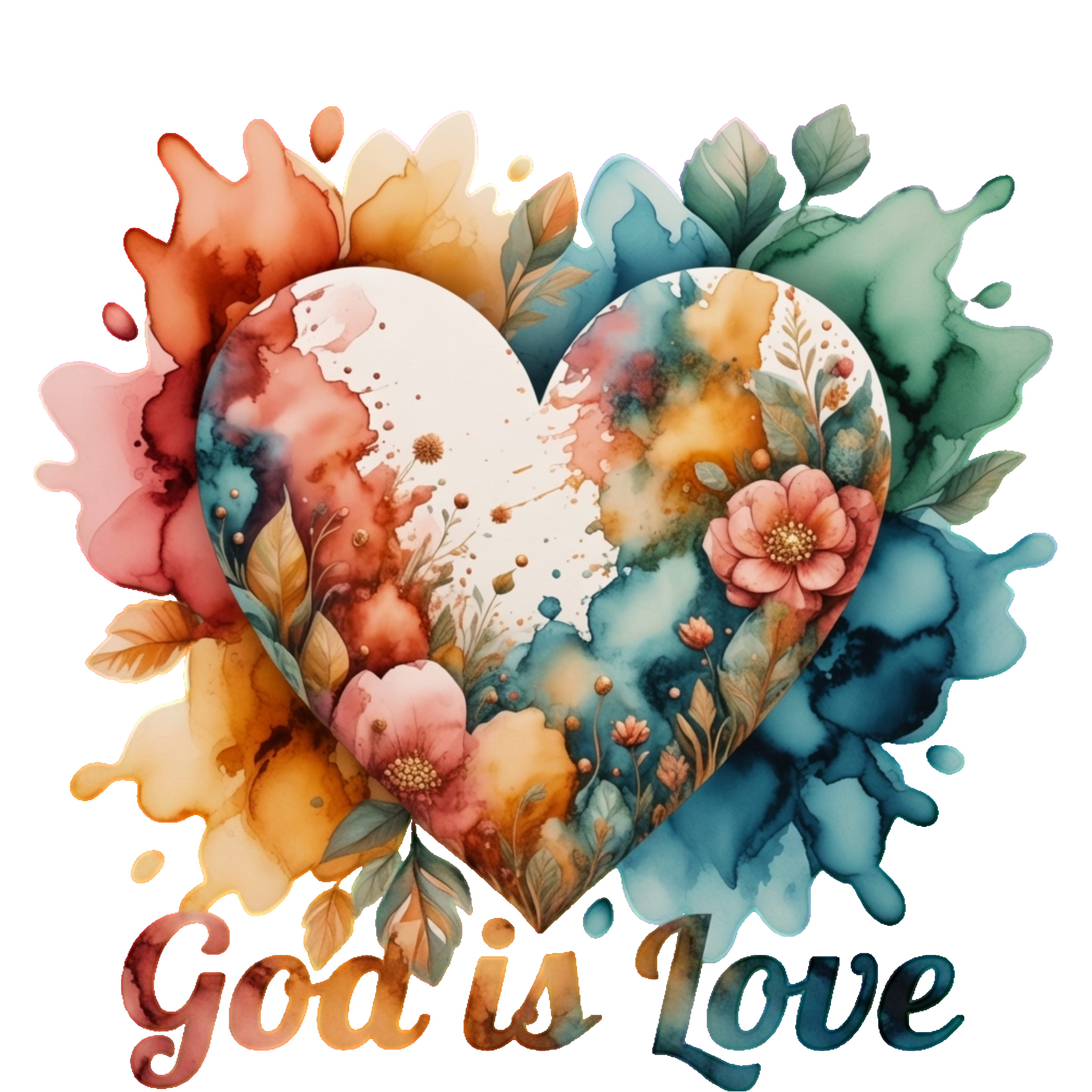 God Is Love (watercolor heart)