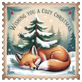 Cozy Christmas Fox Stamp DTF transfer