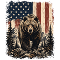 Patriotic Grizzly Bear Flag DTF transfer