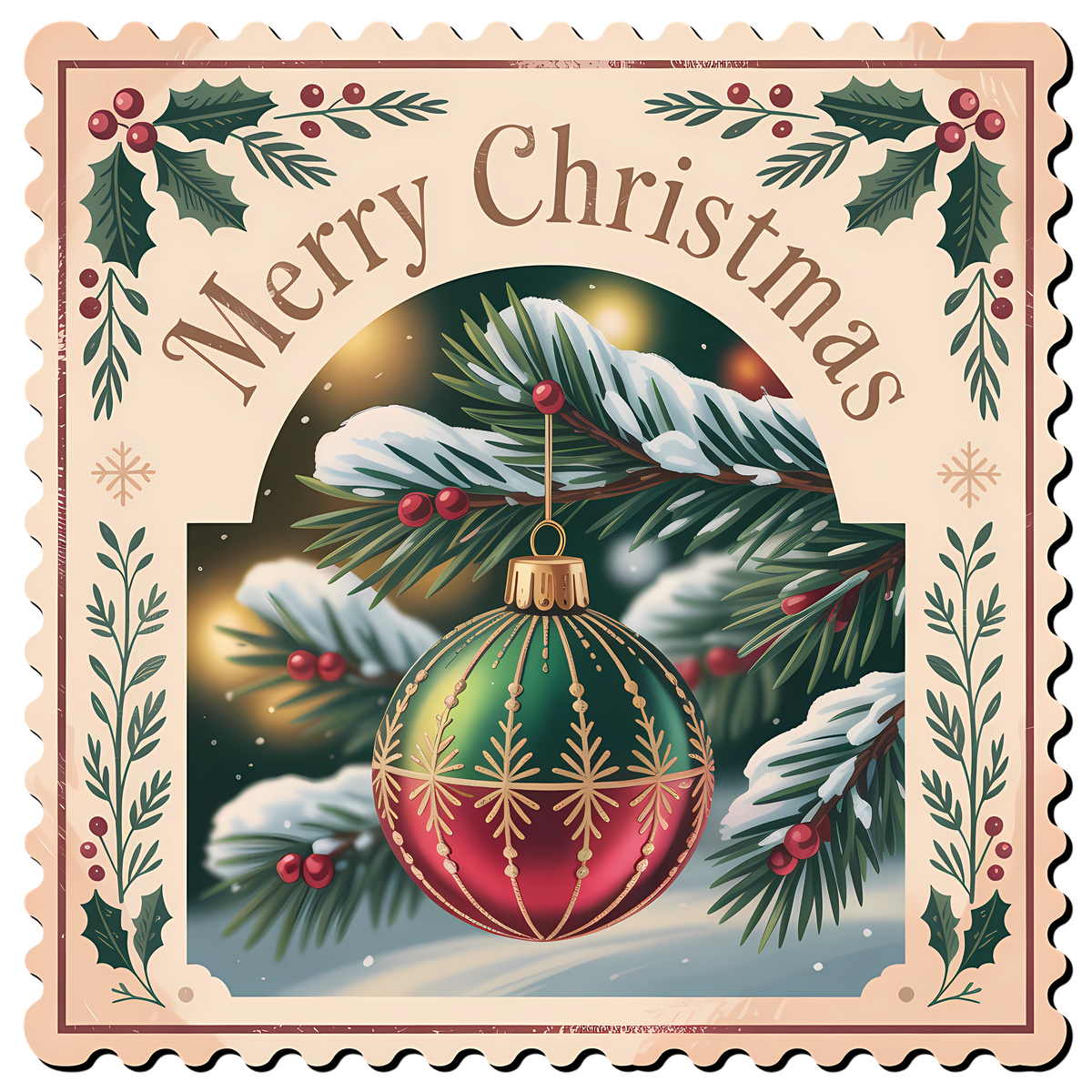 Christmas Ornament Merry Christmas Stamp DTF transfer
