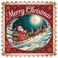 Santa's Sleigh Merry Christmas Stamp DTF transfer